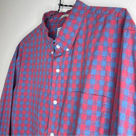 J. Crew Red & Blue Buffalo Check Plaid Slim Fit Long Sleeve Button Down Shirt XL - Picture 5 of 12